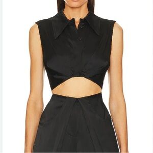 NWT Rangel Lu Top Black Sleeveless Collared Top Womens Medium